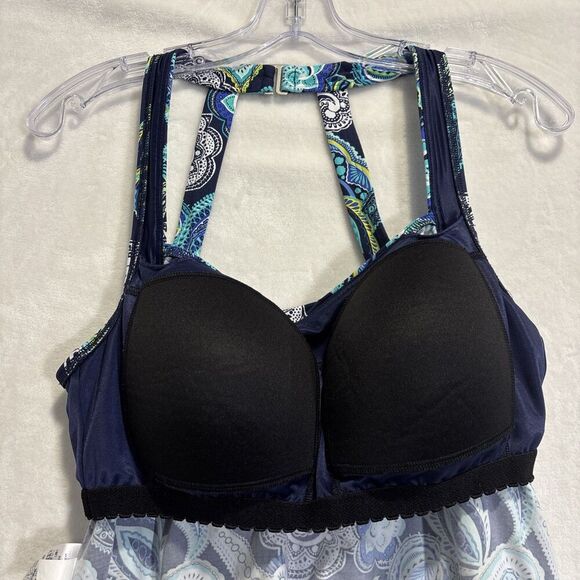 Lands End Women's Blouson Tankini Top Colorful Paisley Size 10 Beach Pool Cruise - Picture 10 of 16